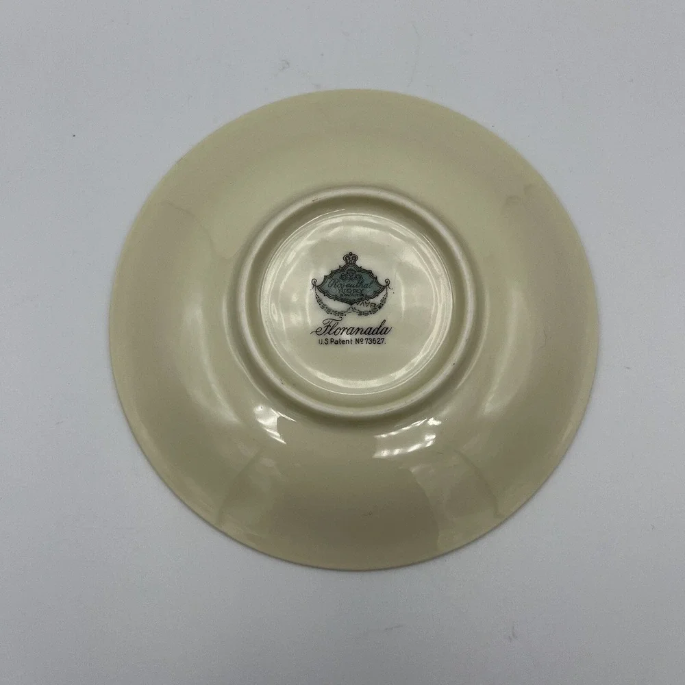 Vintage‎ Rosenthal Ivory Footed Demitasse Cup and Saucer Fruit Floral Gold Trim
